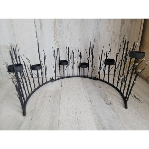 Metal unique black branch tree line tealight candle holder - Picture 1 of 6